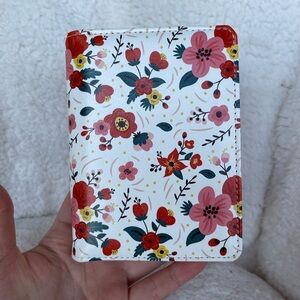 Floral Design Leather Print Passport Holder